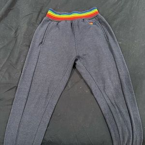 AVIATOR NATION - RAINBOW RIB WOMENS POCKET SWEATPANTS - NAVY / XS